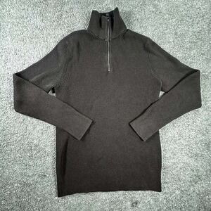 Jack & Jones Mens Brown Ribbed Quarter Zip Sweater Cotton Blend Large